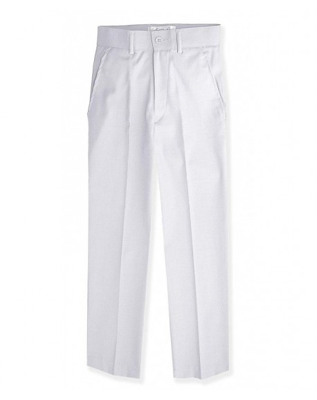 Boys Flat Front Slacks Slim Fit Dress Pants - White - CX17YQ854IQ