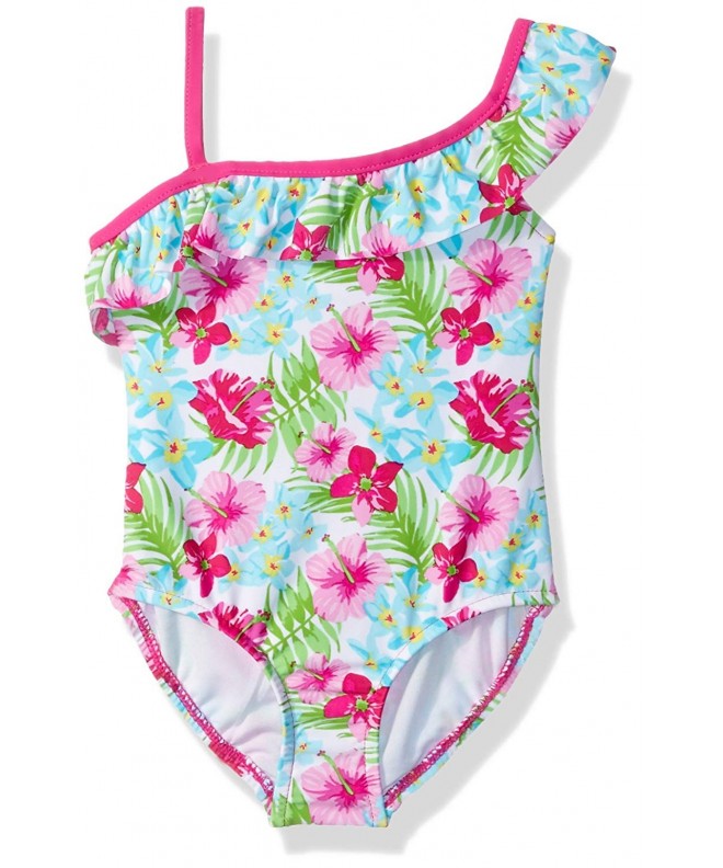 Little Girls' One-Piece Swim Bathing Suit with Asymmetrical Shoulder ...