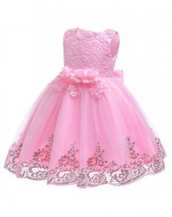 Kids Lace Sequins Formal Evening Wedding Gown Tutu Princess Dress ...