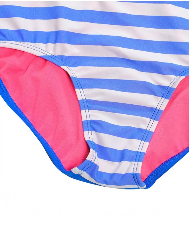 Girls Kids One Piece Swimsuit Criss Cross Back Swimwear - Blue Stripes ...