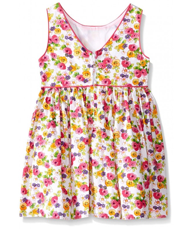 Girls' Floral Print Poplin Special Occasion Dress with Trim - Pink ...