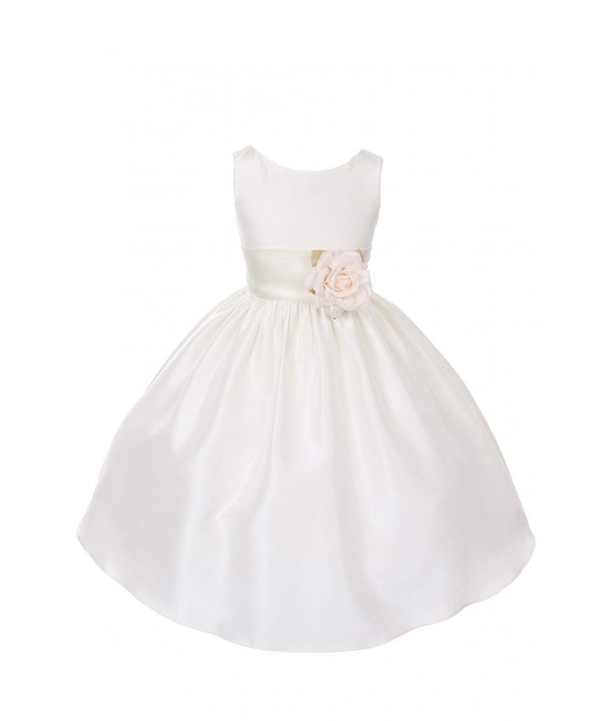 23 Colors Poly Silk Flower Girl Pageant Dress w/Sash and Flowers Infant ...