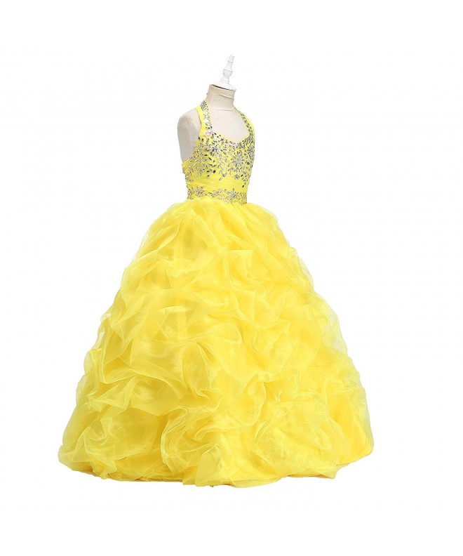 Yc Crystal Ruffled Pageant Dresses