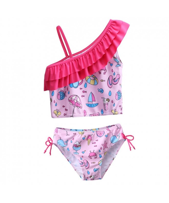 Little Girls Flower Lovely Tankini Rash Guard Bikini Swimsuit Set 3-12 ...