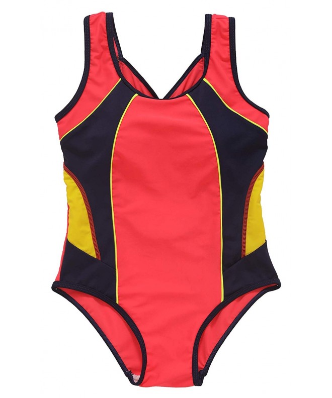 Girl's Athletic Swimsuit One Piece Racerback Training Swimwear - Red ...