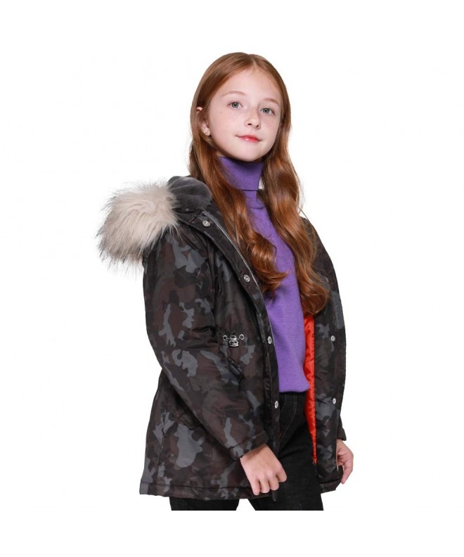 Girls Camo Coat 3-12Y Warm Hood Outwear Personality Style - C118H6675UT