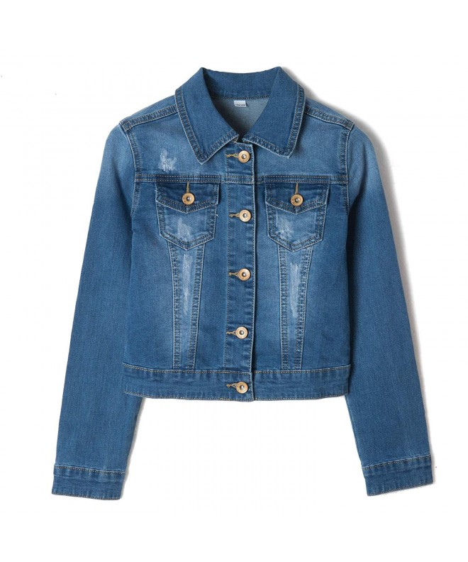 Girls' Ripped Denim Jacket Long Sleeve Stylish Fashion Trendy Jean ...