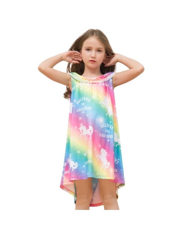 Nidoul Kid Girls Nightgown Night Dress Unicorn Rainbow Princess Pajamas Sleepwear Nightie