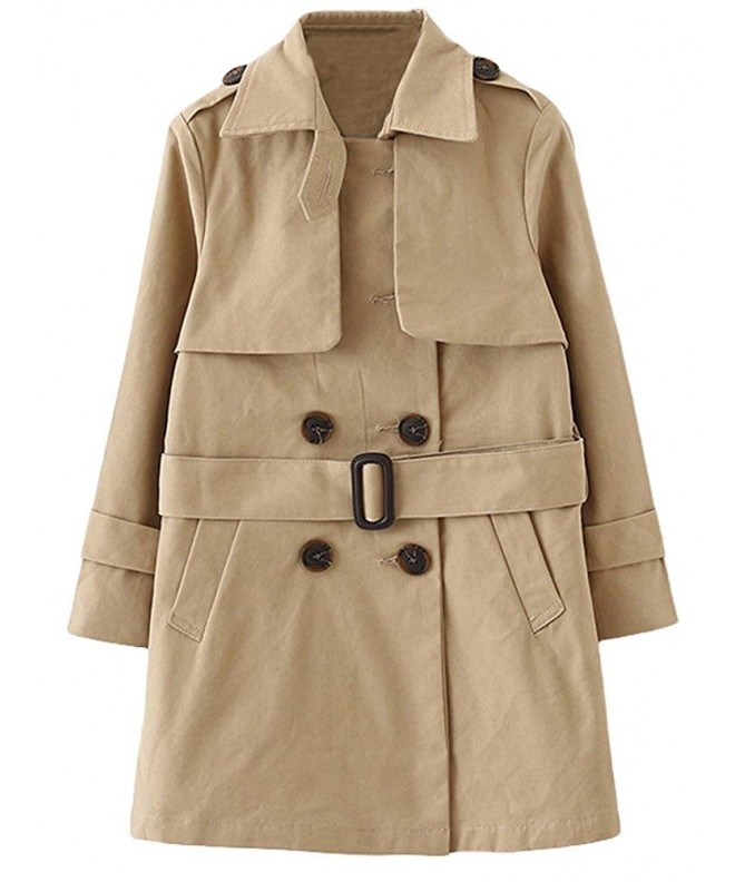 Girl's Basic Double Breasted Long Sleeve Trench Jacket Coat with Belt ...