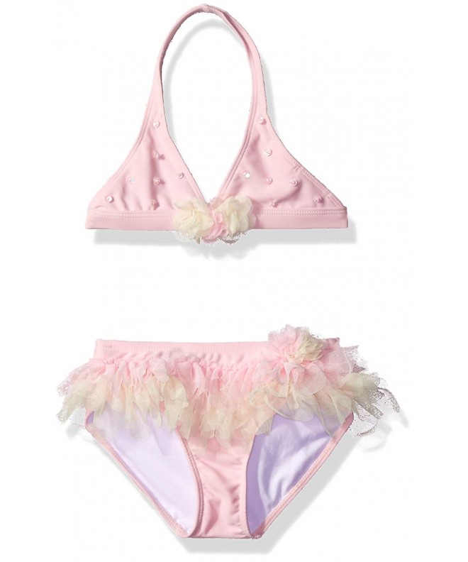 Little Girls' Garden Sprite Skirted Bikini Swimsuit - Pink - C312OBLUUVN