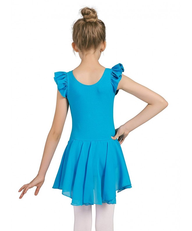 Girls Dance Ballet Leotard Flying Short Sleeve Flowy Tutu Skirt ...