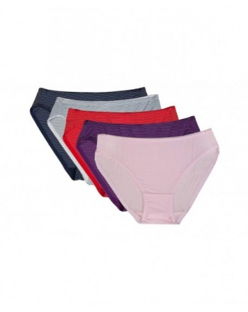 Pack of 5 - Girls Bikini Briefs Panties Soft Underwear Kids Size 7-14 Years  - Strip Assorted Colors - CA18G4AZ3AG