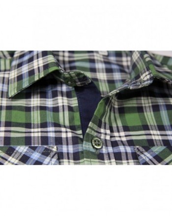 Toddler Boys' 100% Pima Cotton Green Plaid Shirt - Western Check Roll ...