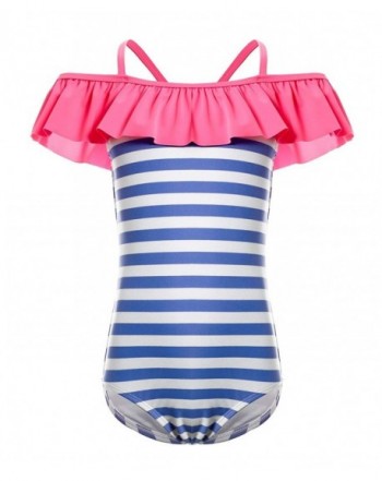 iDrawl Swimsuit Stripes Ruffle Swimwear