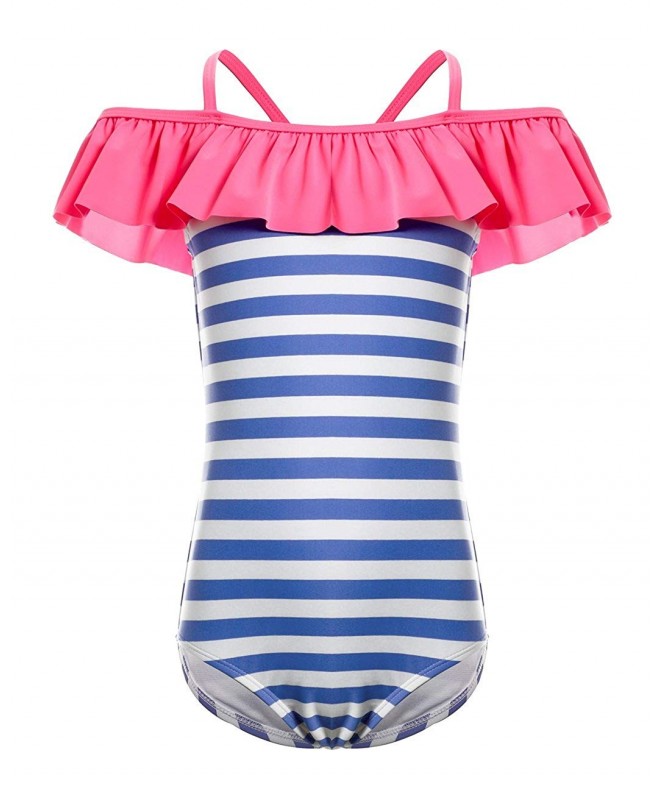 iDrawl Swimsuit Stripes Ruffle Swimwear