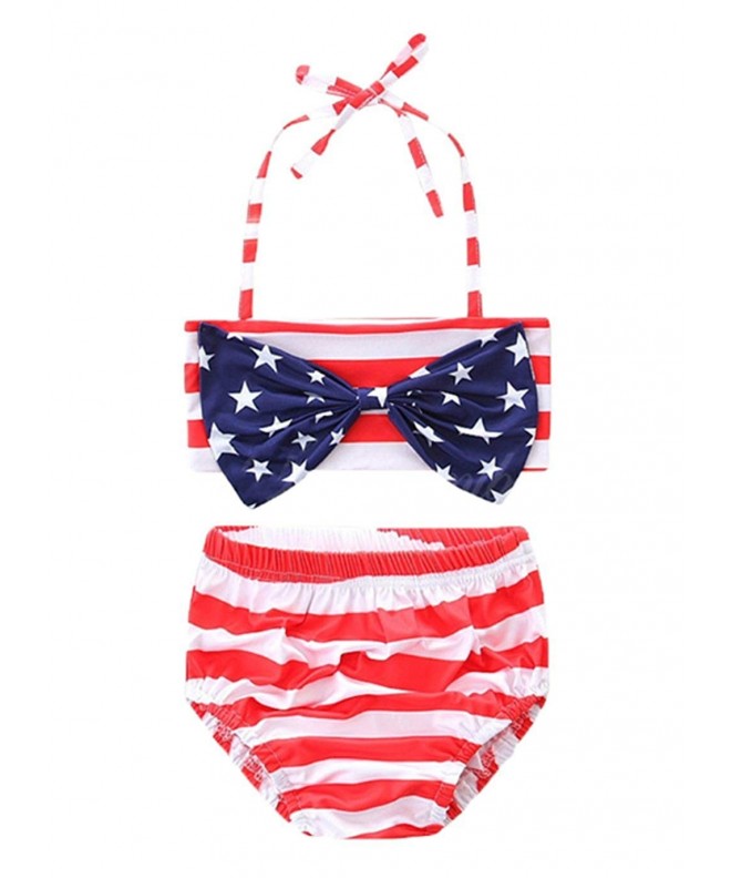 America Striped 2 Pieces Swimsuit Beachwear