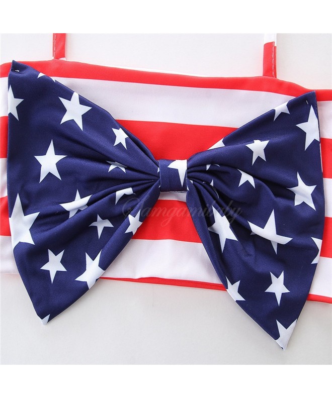 Kids Girls America Flag Star Striped Print 2-Pieces Halter Bikini Set ...