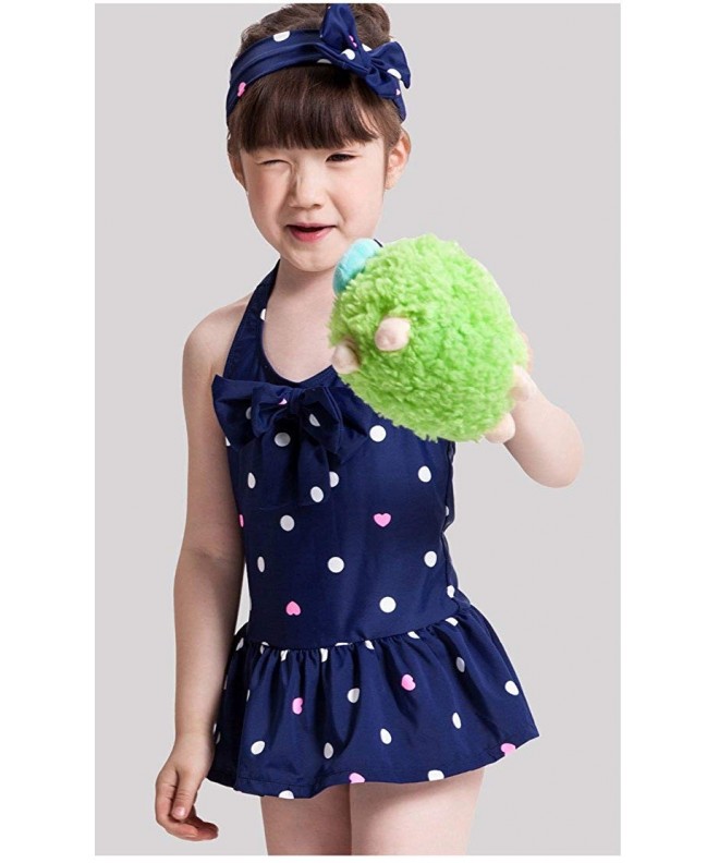 Baby Toddler Little Girls Heart Dot Printed One Piece Halter Swimsuit ...
