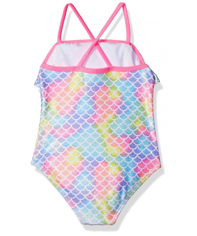 Little Girls Mermaid Princess One Piece Swimsuit with Foil - Multi ...