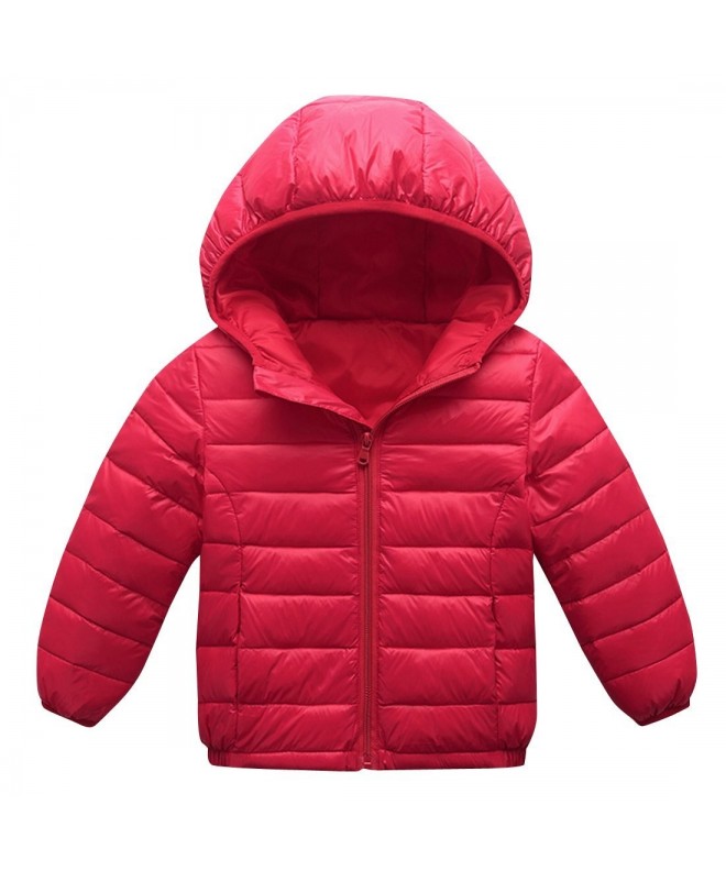Girls Down Coat Hooded Long Sleeve Zipper up Winter Outwear Jacket 3-8T ...