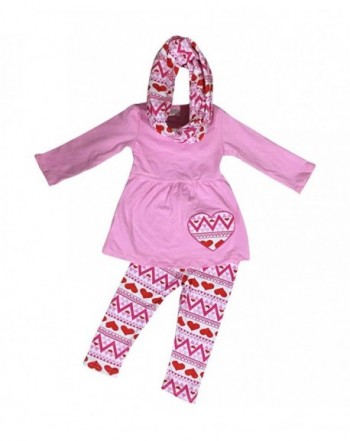 Little Girl Kids Long Sleeve Hearts Wave Print Pants Set with Scarf 2T ...