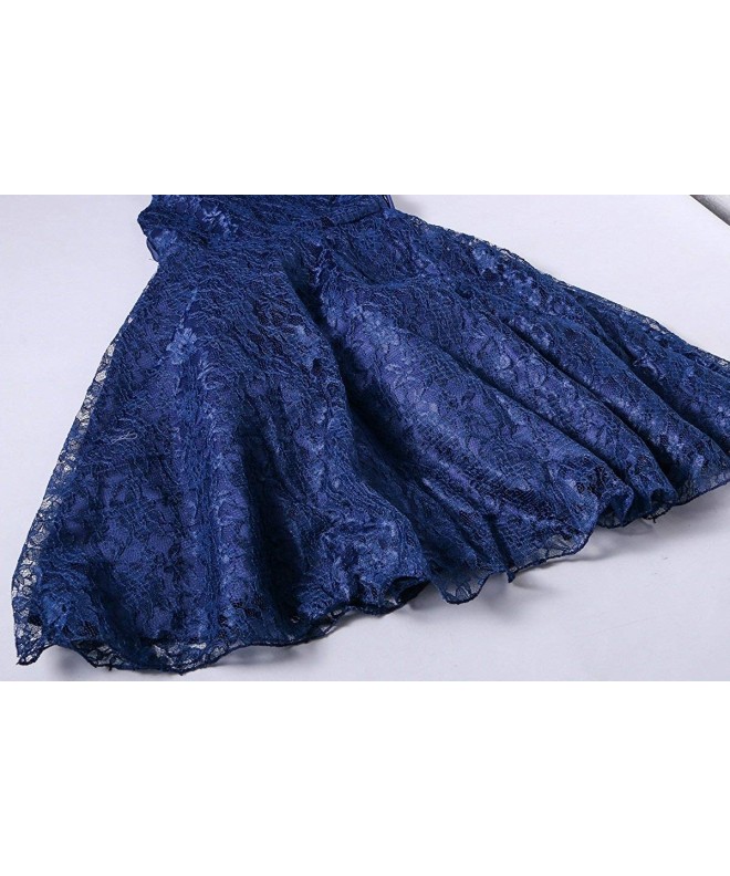 Girls Tulle Lace Glitter Vintage Pageant Prom Dresses with Belt - Navy ...