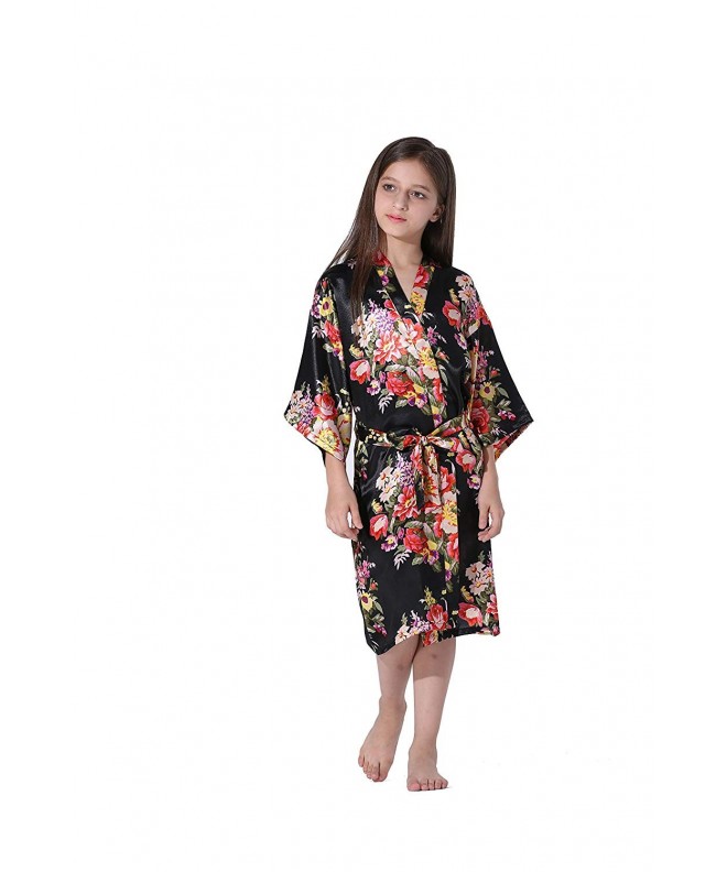 satin floral kimono robe