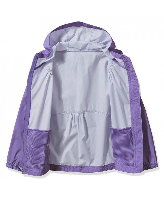 Kids Girls Rain Jacket Hoodie Coat 7055-Light Purple - S - C118HEDQXTX