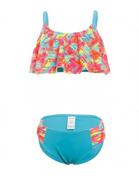 Kids Girls Flounce Rainbow Color Bikini Two Piece Swimsuits for 4 to 14 ...
