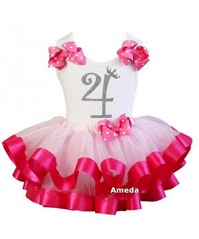 Girls Light Hot Pink Satin Trimmed Tutu Princess Number 4 Outfit ...