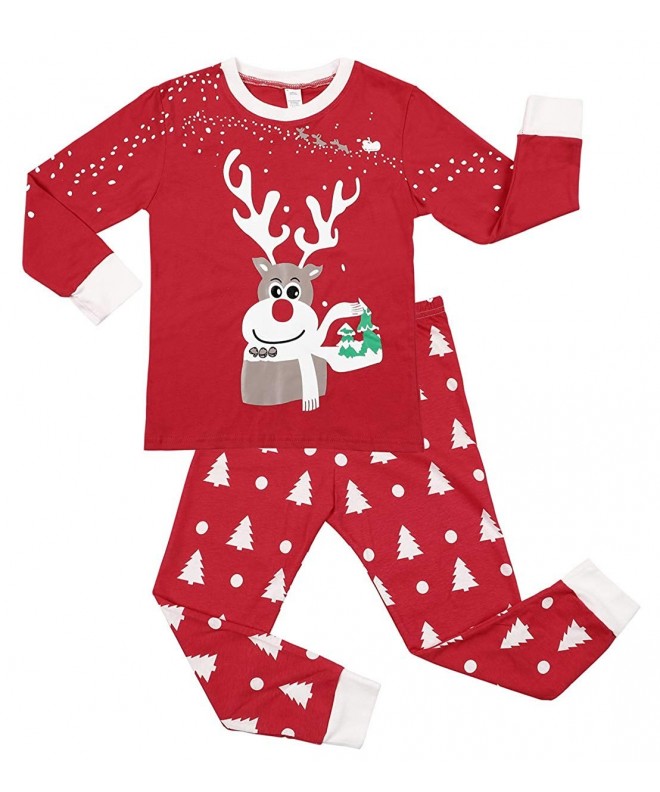 Kids Long Sleeve Pajama Set 100% Cotton Christmas Sleepwear Pjs ...