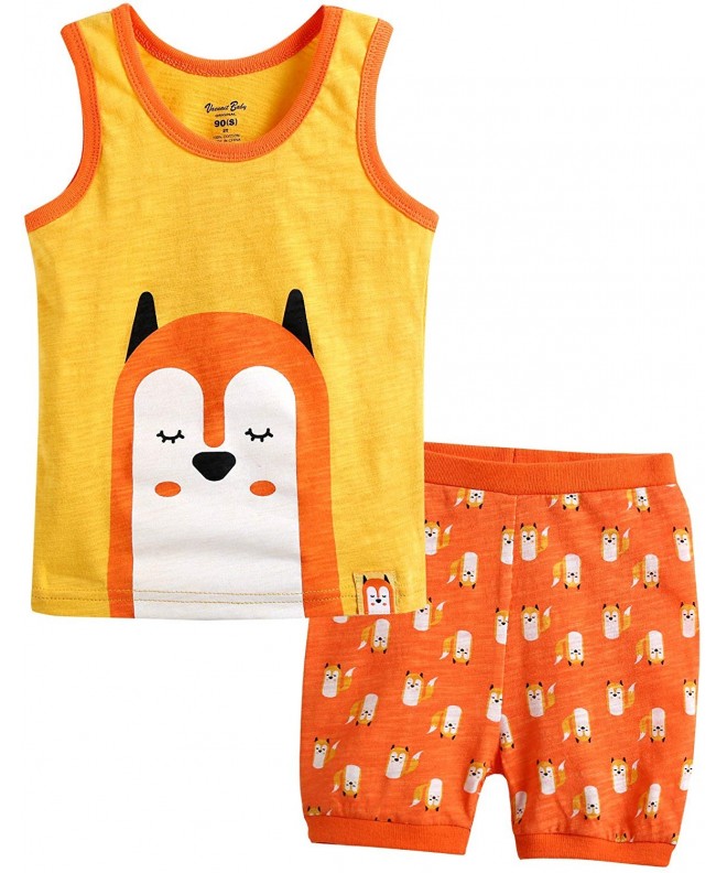 VAENAIT BABY 100% Cotton Kids Girls Summer Sleeveless Pajama Set Coolcool Fox M