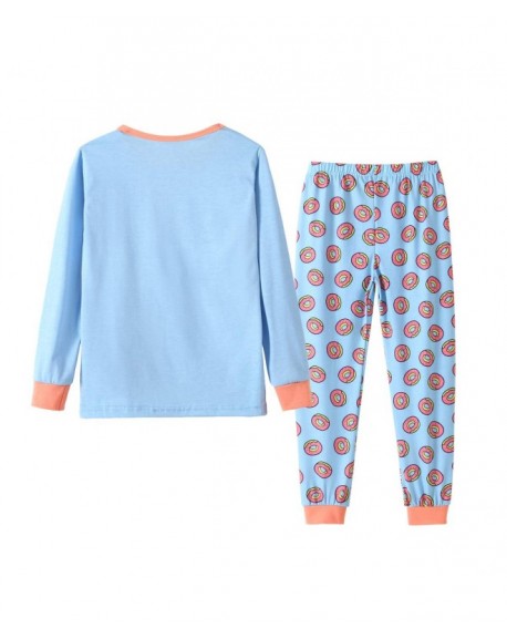 Big Girls Cute Cartoon Print Pajamas Kids Cotton Long Sleeve Sleepwear ...