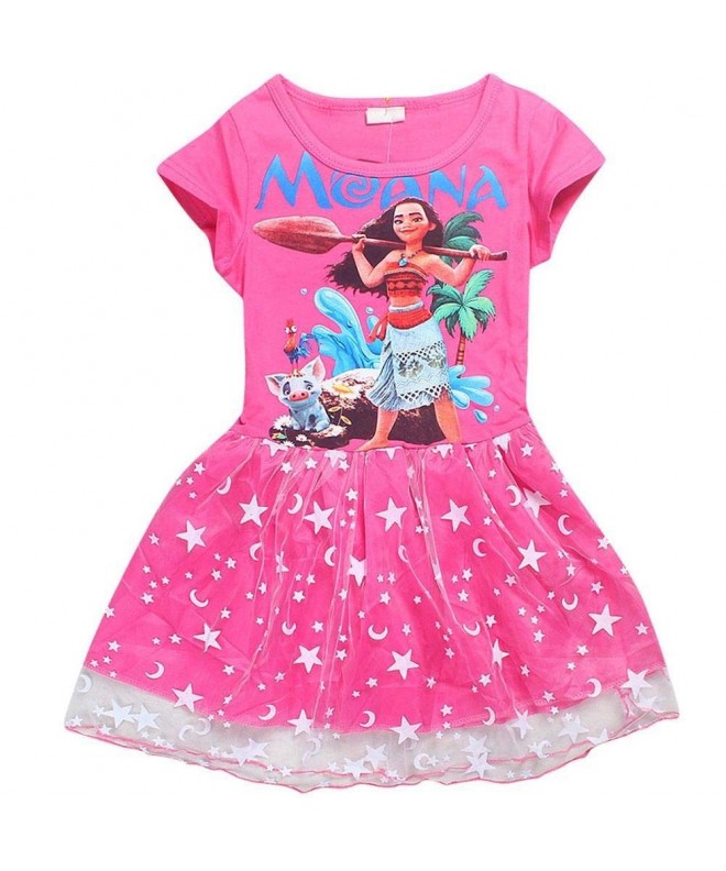 Moana Little Girls' Dress Princess Cartoon Printed Dress - Rose ...