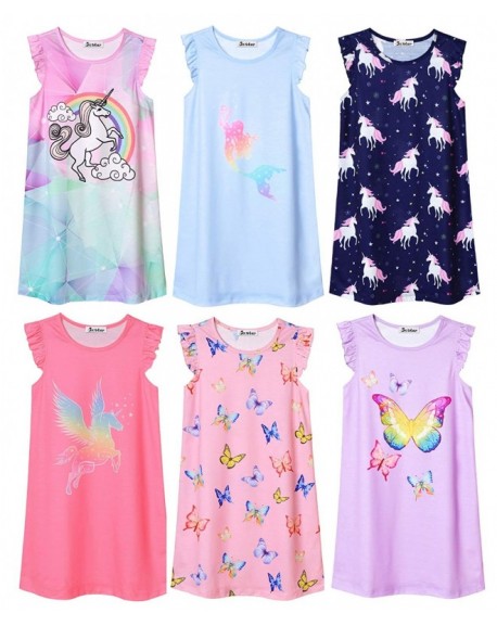 Girls Unicorn/Mermaid/Flamingo Pajamas Cotton Print 3-13Years ...