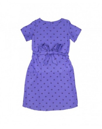 Girls Printed Rayon Casual Dresses - Peacock 1 Violet - C318320T897