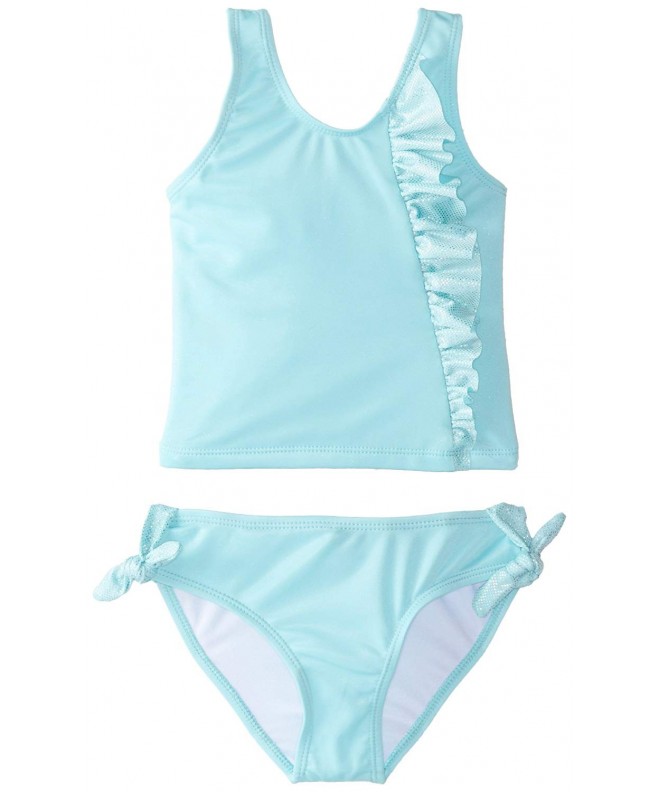 Big Girls' 2 Piece Ocean Dreams Shimmer Tankini - Aqua - C111V3C4FD9