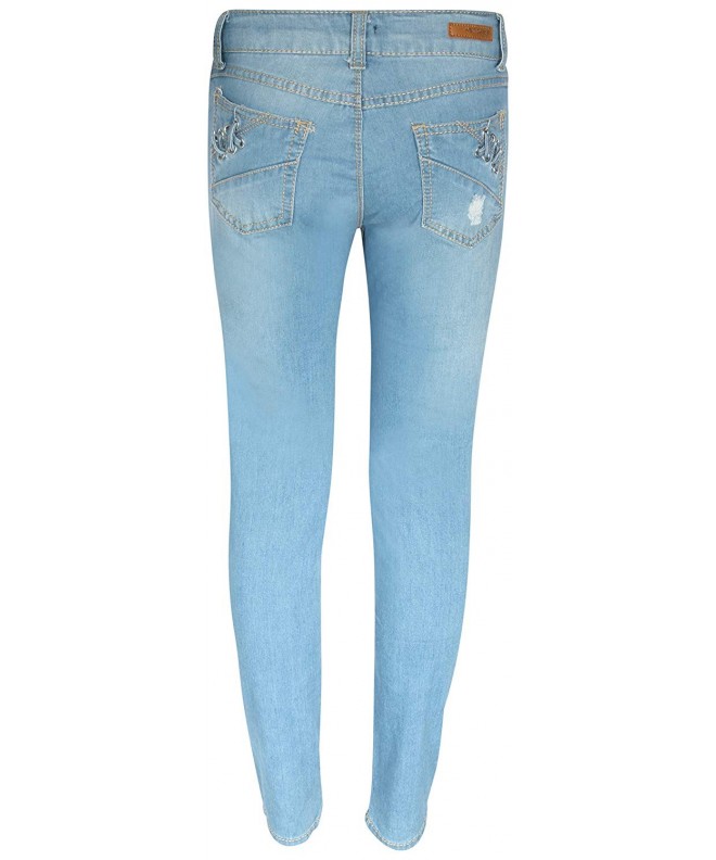 Girl's Skinny Soft Stretch Jeans with Rips and Tears - Medium Light ...