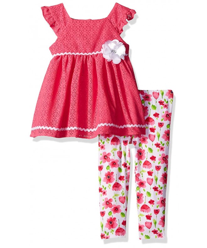 Girls' Toddler Mini Dress & Printed Knit Legging - Pink - CQ12OBOP84C