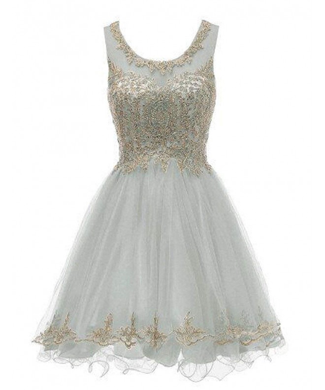 Lace Appliques Short Prom Dresses Tulle Beaded Homecoming Party Dress ...