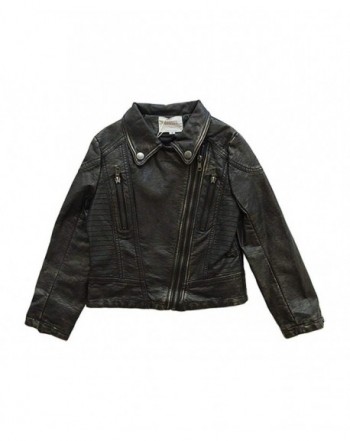 Little Girl Faux Leather Moto Jacket Black - CL1264L5IOX