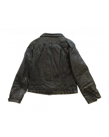 Little Girl Faux Leather Moto Jacket Black - CL1264L5IOX