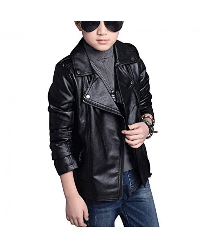 Children's Motorcycle Leather Jacket - Faux Leather Coat for Boys/Girls ...