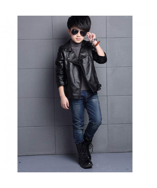Children's Motorcycle Leather Jacket - Faux Leather Coat for Boys/Girls ...