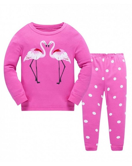 Girl's Flamingo Pajamas Little Kids PJS 100% Cotton Long Sleeve ...