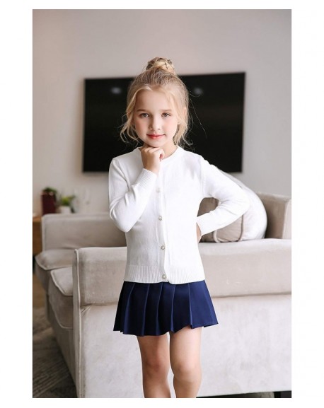 Girls Cardigan Sweater School Uniforms Button Long Sleeve Knit Tops ...