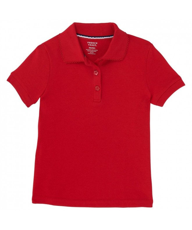 Girls Size' Short Sleeve Interlock Polo with Picot Collar - Red - X ...