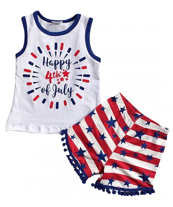 Little Girls 2 Pieces Top Short Set Happy 4 Th of July Tank Top Stars ...