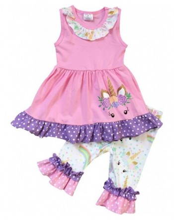 Toddler & Girl 2 Pieces Pant Set Unicorn Dress Ruffle Pants Outfit Pant ...