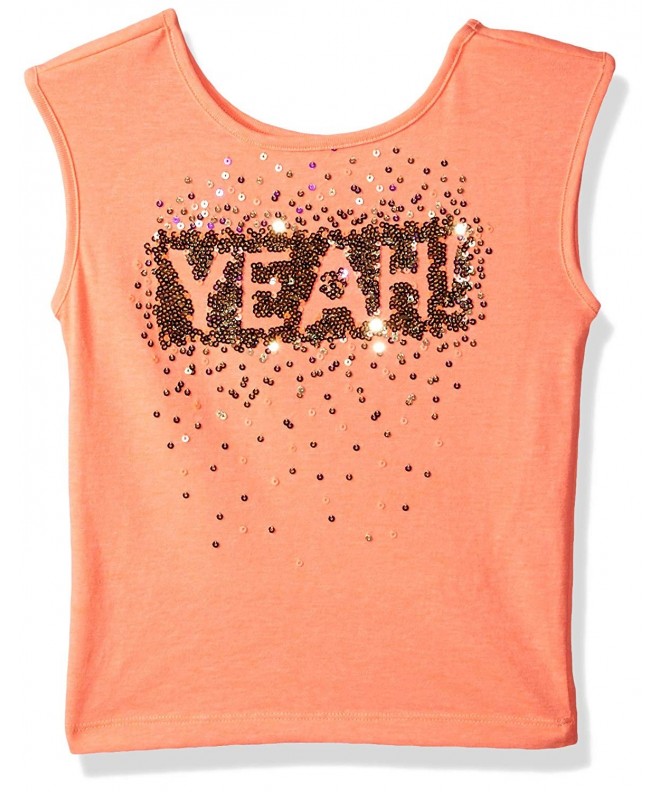 Girls' Big Sleeveless Casual Knit Top - Neon Salmon Single Dye ...
